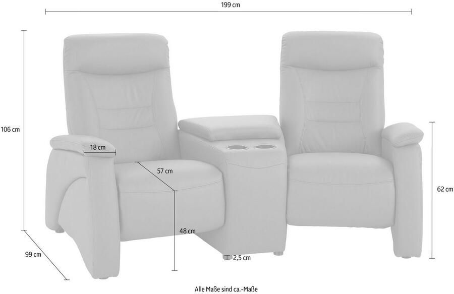 Exxpo sofa fashion 2 5-zitsbank Ascoli bioscoopsofa met hoog zitcomfort comfortabele armleuningen incl. relaxfunctie met opbergruimte en opbergruimte hoge rugleuning - Foto 5