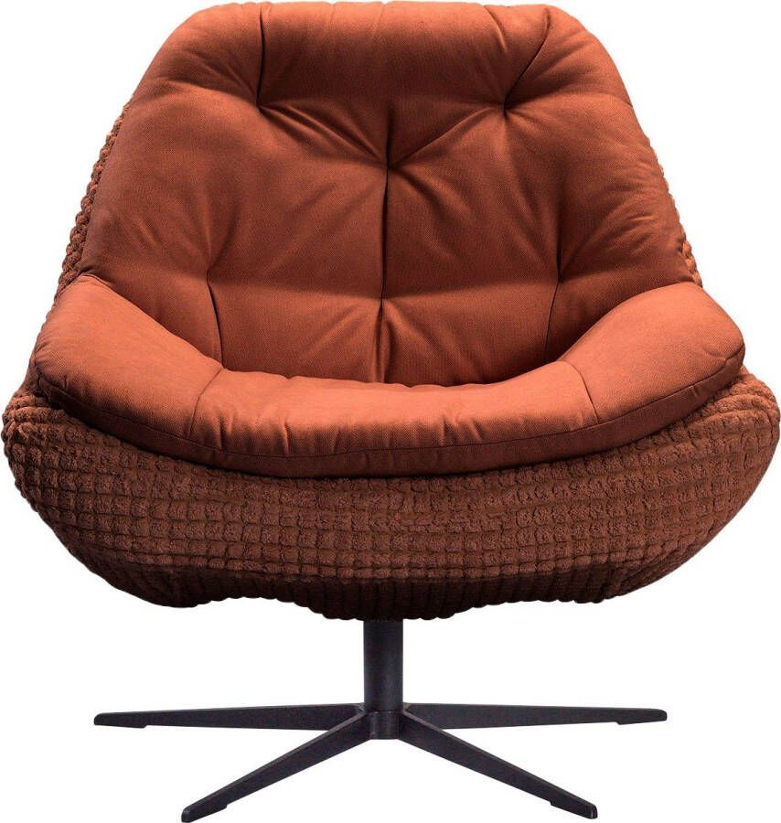 Exxpo sofa fashion Draaibare fauteuil Comfortabel gestoffeerde draaifauteuil met elegante metalen stervormige voet