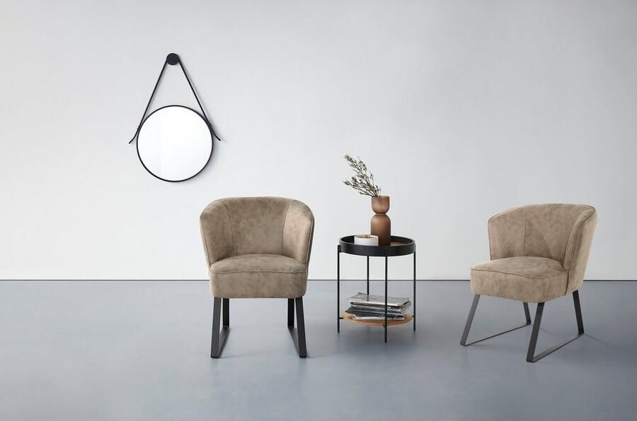 Exxpo sofa fashion Fauteuil Americano loungestoel met bies en metalen poten verschillende typen bekleding 1 stuk - Foto 5
