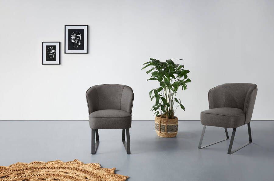 Exxpo sofa fashion Fauteuil Americano loungestoel met bies en metalen poten verschillende typen bekleding 1 stuk