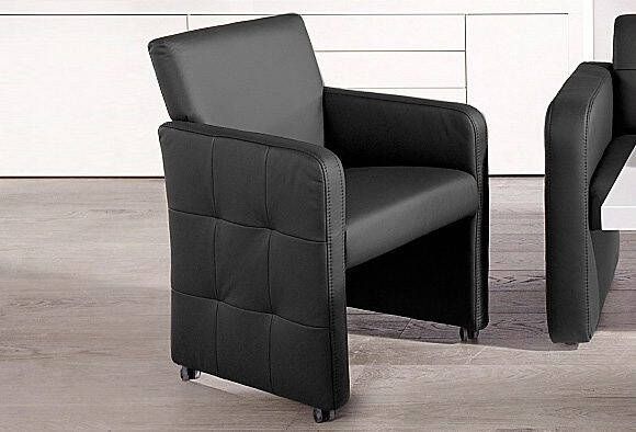 Exxpo sofa fashion Eetkamerstoel Barista lounge stoel op wielen met hoge bodemvrijheid smalle armleuningen totale breedte ca. 61 cm comfortabele zithoogte ca. 49 cm - Foto 1