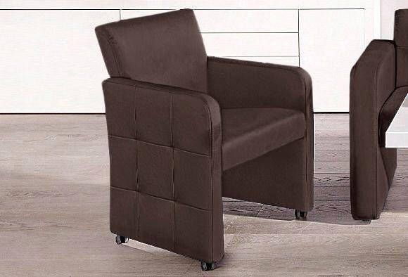 Exxpo sofa fashion Eetkamerstoel Barista lounge stoel op wielen met hoge bodemvrijheid smalle armleuningen totale breedte ca. 61 cm comfortabele zithoogte ca. 49 cm