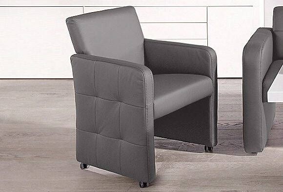 Exxpo sofa fashion Eetkamerstoel Barista lounge stoel op wielen met hoge bodemvrijheid smalle armleuningen totale breedte ca. 61 cm comfortabele zithoogte ca. 49 cm - Foto 4
