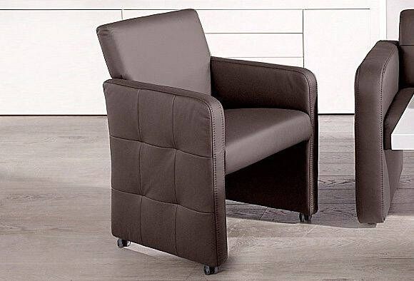 Exxpo sofa fashion Eetkamerstoel Barista lounge stoel op wielen met hoge bodemvrijheid smalle armleuningen totale breedte ca. 61 cm comfortabele zithoogte ca. 49 cm - Foto 4