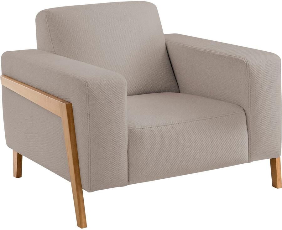Exxpo sofa fashion Fauteuil Starr loungestoel Scandic ontwerp met zichtbaar hout aan de armleuning in scandinavisch design met massief houten poten vrij plaatsbaar in de ruimte - Foto 2