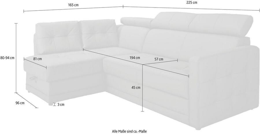 Exxpo sofa fashion Hoekbank Arles veerkern OTTOs Choice tijdloos breedte 225 cm L-vorm keuze met bedfunctie en bedlade inclusief hoofdeinde-verstelling