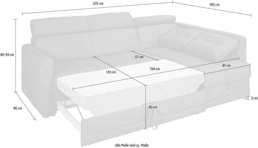 Exxpo sofa fashion Hoekbank Arles veerkern OTTOs Choice tijdloos breedte 225 cm L-vorm keuze met bedfunctie en bedlade inclusief hoofdeinde-verstelling - Foto 2