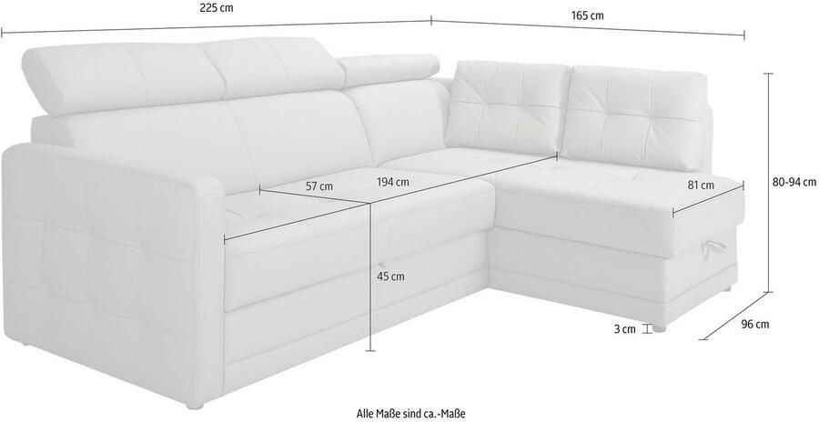 Exxpo sofa fashion Hoekbank Arles veerkern OTTOs Choice tijdloos breedte 225 cm L-vorm keuze met bedfunctie en bedlade inclusief hoofdeinde-verstelling - Foto 2