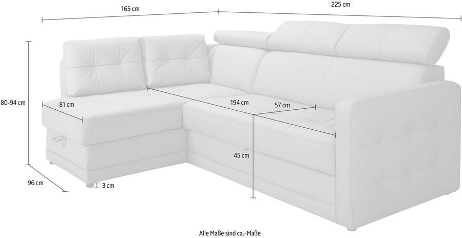 Exxpo sofa fashion Hoekbank Arles veerkern OTTOs Choice tijdloos breedte 225 cm L-vorm keuze met bedfunctie en bedlade inclusief hoofdeinde-verstelling - Foto 2