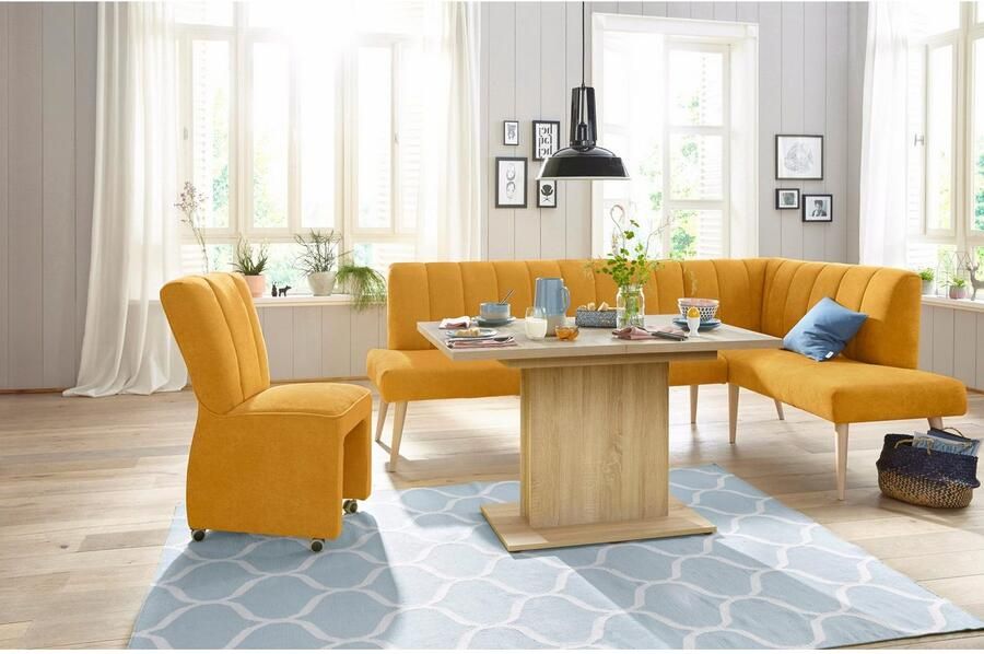 Exxpo sofa fashion Hoekbank Costa moderne rugstikking comfortabel en elegant hoge houten voet