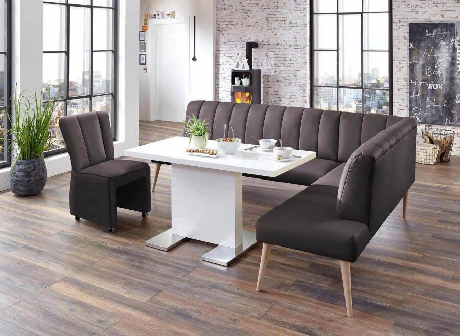 Exxpo sofa fashion Hoekbank Costa moderne rugstikking comfortabel en elegant hoge houten voet - Foto 2