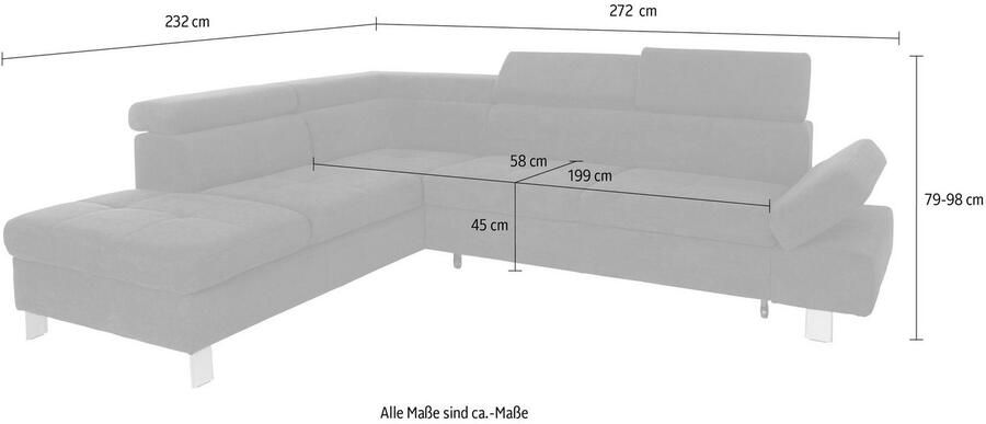 Exxpo sofa fashion Hoekbank Fiji L-vorm met verstelbare hoofdsteun resp. rugleuning naar keuze met slaapfunctie - Foto 6