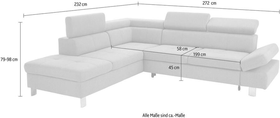 Exxpo sofa fashion Hoekbank Fiji L-vorm met verstelbare hoofdsteun resp. rugleuning naar keuze met slaapfunctie - Foto 2