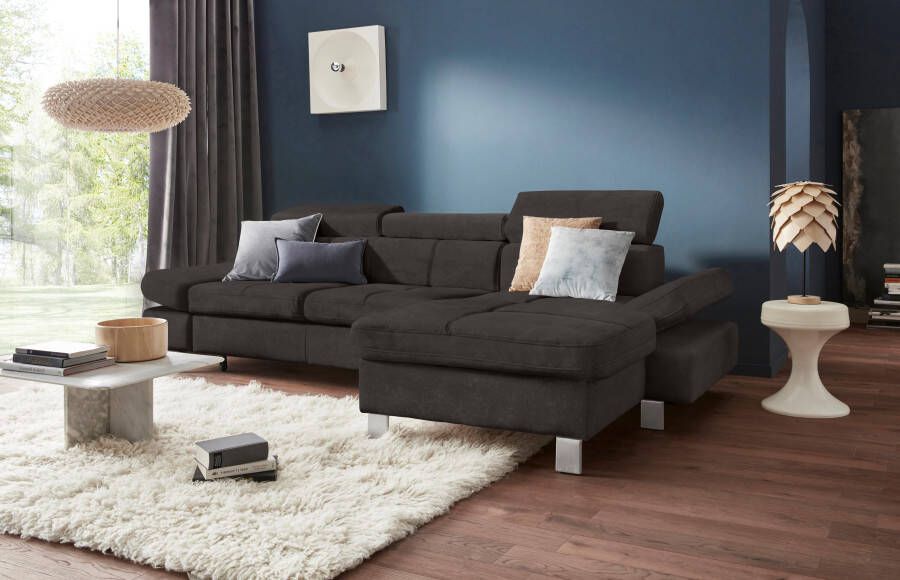 Exxpo sofa fashion Hoekbank Fiji hoogwaardige afwerking in zitting en rug L-vorm comfortabel door hoofd- en armverstelling optioneel met bedfunctie - Foto 6