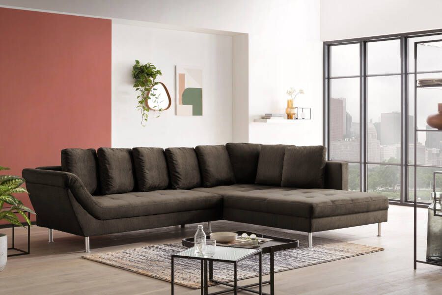 Exxpo sofa fashion Hoekbank Laconi L-Form Hoogwaardige afwerking inclusief rugkussens