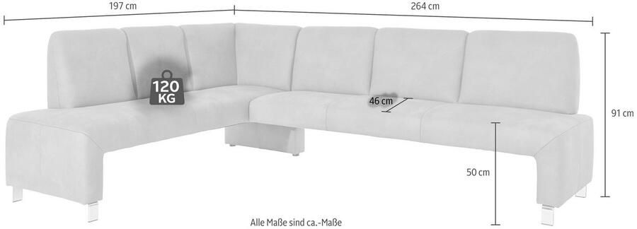 Exxpo sofa fashion Hoekbank Intenso modern keuze uit leer of textiel 264 197 cm (B D) hoge bodemvrijheid vrij in de ruimte te plaatsen hoog zitcomfort - Foto 2