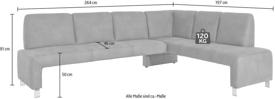 Exxpo sofa fashion Hoekbank Intenso modern keuze uit leer of textiel 264 197 cm (B D) hoge bodemvrijheid vrij in de ruimte te plaatsen hoog zitcomfort - Foto 2