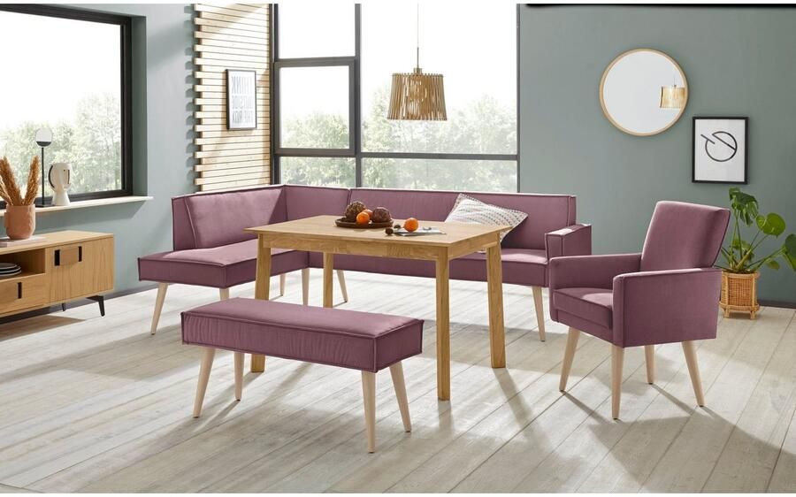Exxpo sofa fashion Hoekbank Lungo moderne paspelnaad comfortabel en elegant hoge houten voet - Foto 2