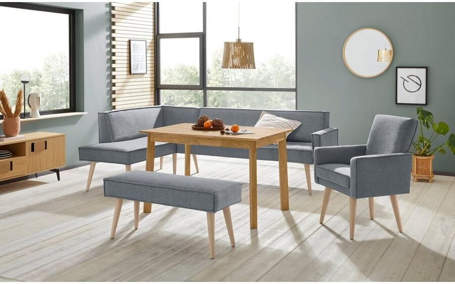 Exxpo sofa fashion Hoekbank Lungo moderne paspelnaad comfortabel en elegant hoge houten voet - Foto 2