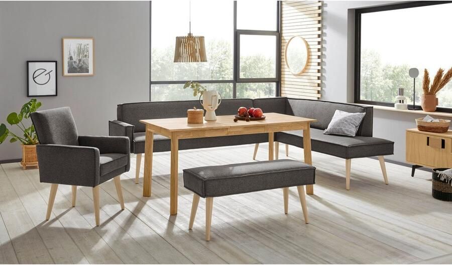 Exxpo sofa fashion Hoekbank Lungo moderne paspelnaad comfortabel en elegant hoge houten voet - Foto 2