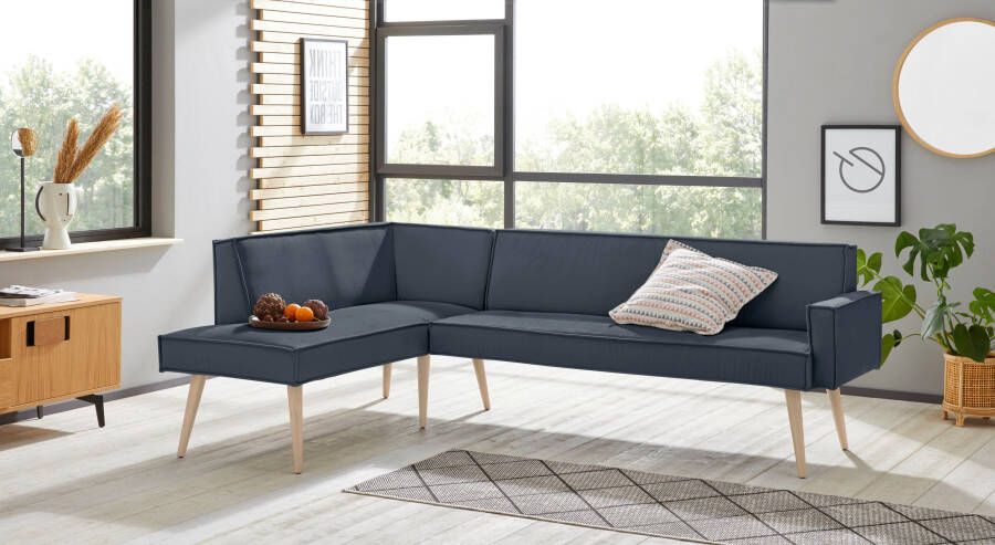 Exxpo sofa fashion Hoekbank Lungo moderne paspelnaad comfortabel en elegant hoge houten voet - Foto 5