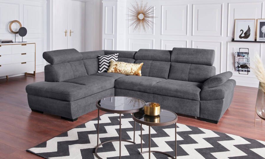 Exxpo sofa fashion Hoekbank Salerno klassieke moderne functionele bank hoog zitcomfort L-vorm inclusief verstelbare hoofdsteun en armleuning naar keuze met slaapfunctie - Foto 10