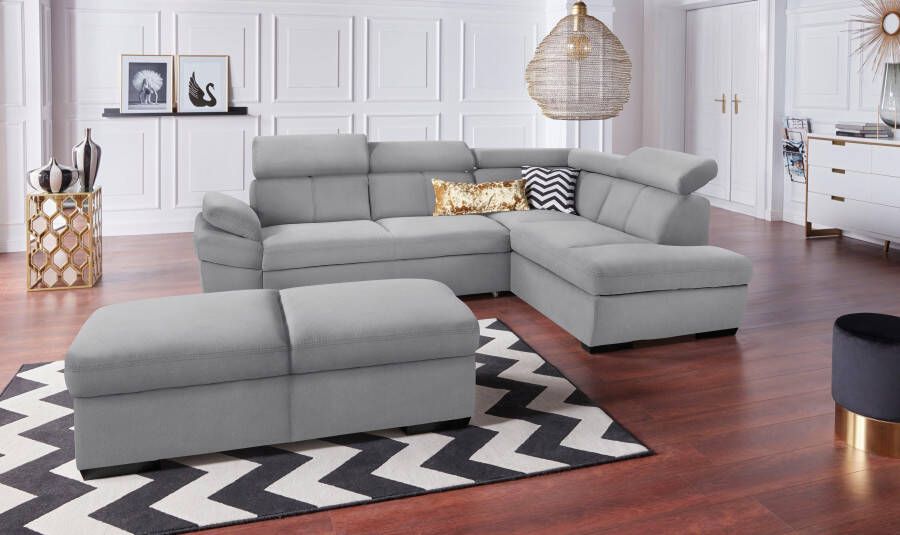 Exxpo sofa fashion Hoekbank Salerno klassieke moderne functionele bank hoog zitcomfort L-vorm inclusief verstelbare hoofdsteun en armleuning naar keuze met slaapfunctie - Foto 9