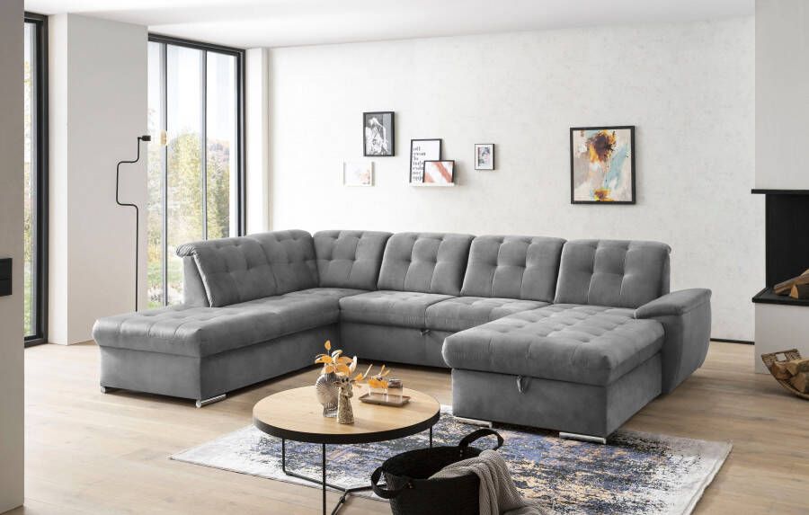 Exxpo sofa fashion Zithoek Durango U-Form 6x hoofdsteunverstelling optioneel met slaapfunctie en bedlades (4-delig) - Foto 1