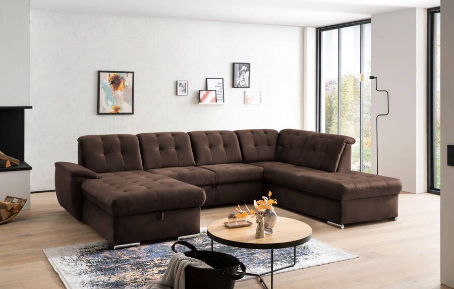 Exxpo sofa fashion Zithoek Durango U-vorm Verstelbare hoofdsteun naar keuze met slaapfunctie en bedkist (4-delig) - Foto 1