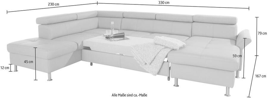 Exxpo sofa fashion Zithoek Maretto comfortabel en handig uitgebreide zittingstikking U-vorm inclusief hoofdeindeverstelling voor meer zitcomfort optioneel bedfunctie - Foto 11