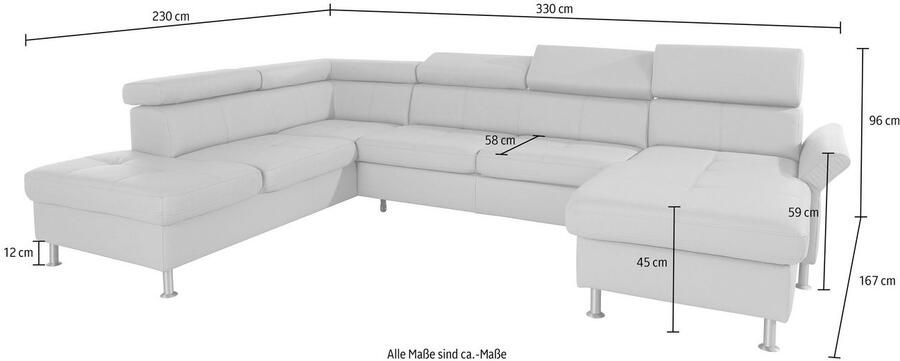 Exxpo sofa fashion Zithoek Maretto comfortabel en handig uitgebreide zittingstikking U-vorm inclusief hoofdeindeverstelling voor meer zitcomfort optioneel bedfunctie - Foto 8