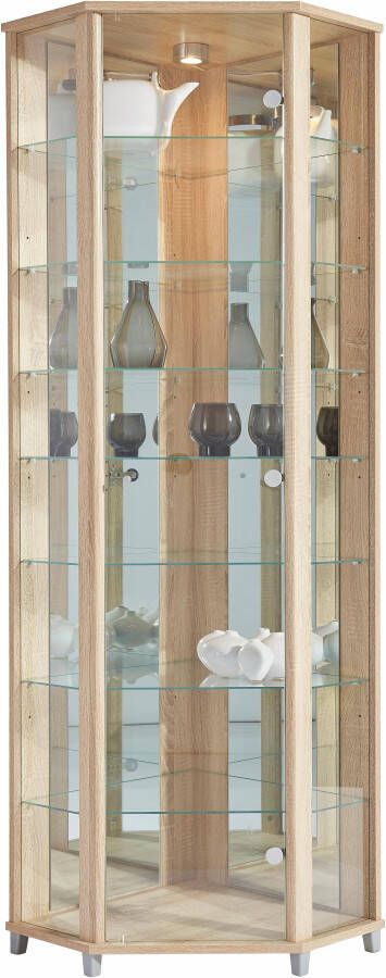 Fif möbel Hoekvitrinekast TRIO hoogte ca. 172 cm incl. verlichting Hoekvitrine Glasvitrine 1x Glazen deur perfect voor verzamelaars verzamelvitrine - Foto 10