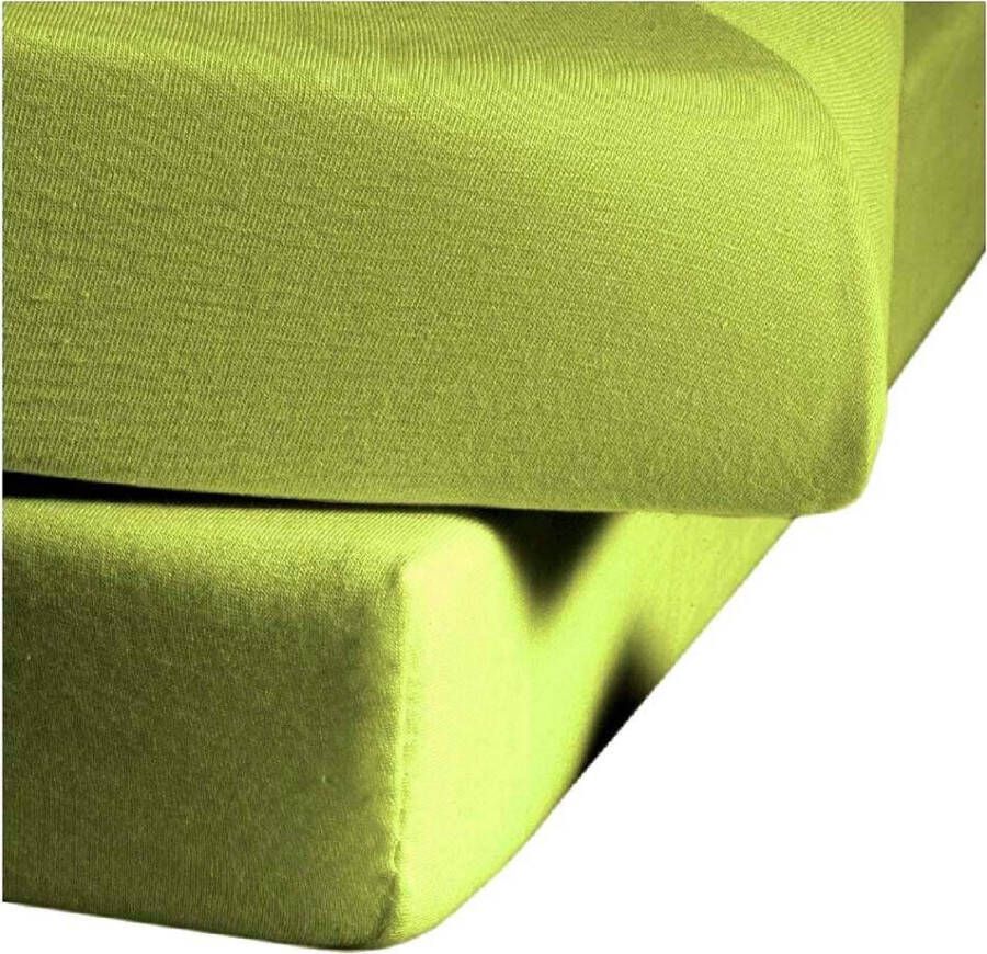 Fleuresse 140 x 200 160 x 220 cm hoeslaken Jersey stretch hoeslaken gemaakt van katoen en elastaan Made in Germany wasbaar op 60 graden geschikt voor matrassen tot 26 cm hoog appelgroen - Foto 2