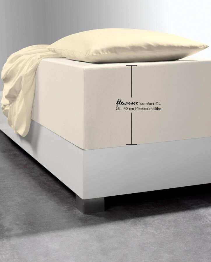 Fleuresse Hoeslaken Comfort XL Mako jersey voor matrassen tot 40 cm hoog onderlaken hoeslaken (1 stuk)