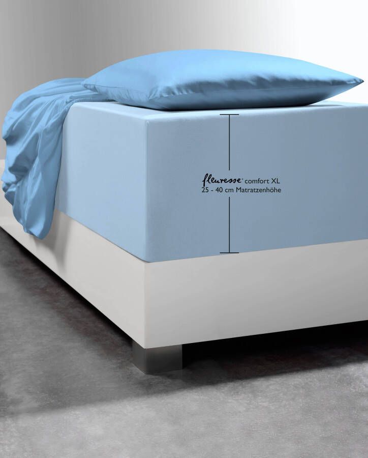 Fleuresse Hoeslaken Comfort XL Mako jersey voor matrassen tot 40 cm hoog onderlaken hoeslaken (1 stuk)