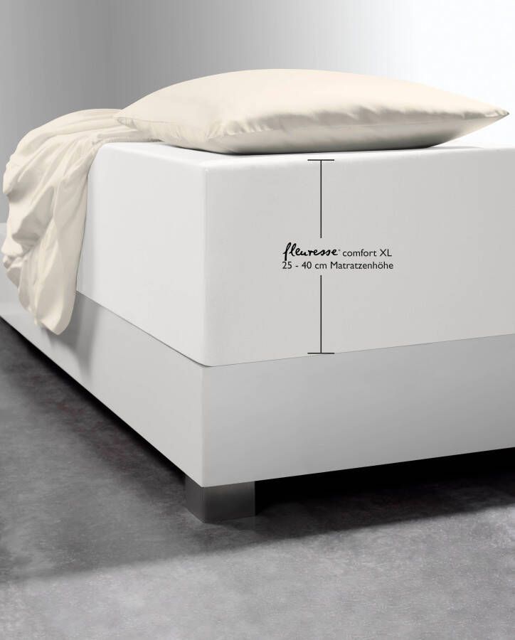 Fleuresse 140 x 190 160 x 220 cm XXL hoeslaken Jersey stretch hoeslaken gemaakt van katoen en elastaan Made in Germany wasbaar op 60 graden geschikt voor matrassen tot 40 cm hoog wolwit - Foto 2