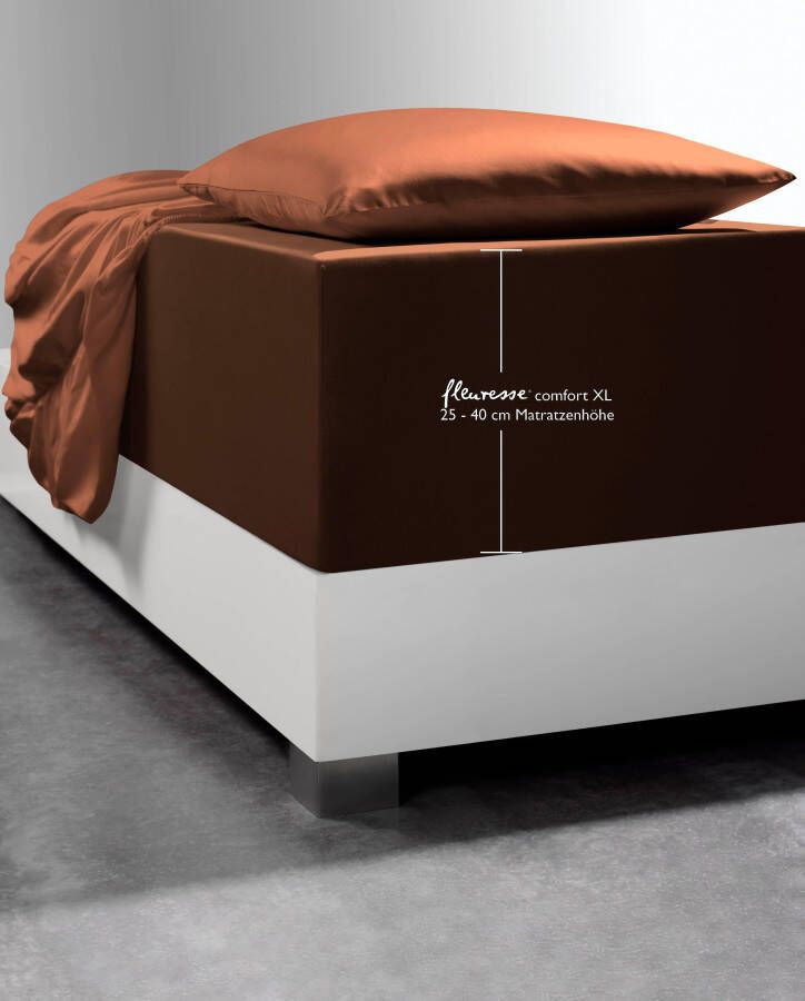 Fleuresse 140 x 190 160 x 220 cm XXL hoeslaken Jersey stretch hoeslaken gemaakt van katoen en elastaan Made in Germany wasbaar op 60 graden geschikt voor matrassen tot 40 cm hoog chocoladebruin - Foto 2