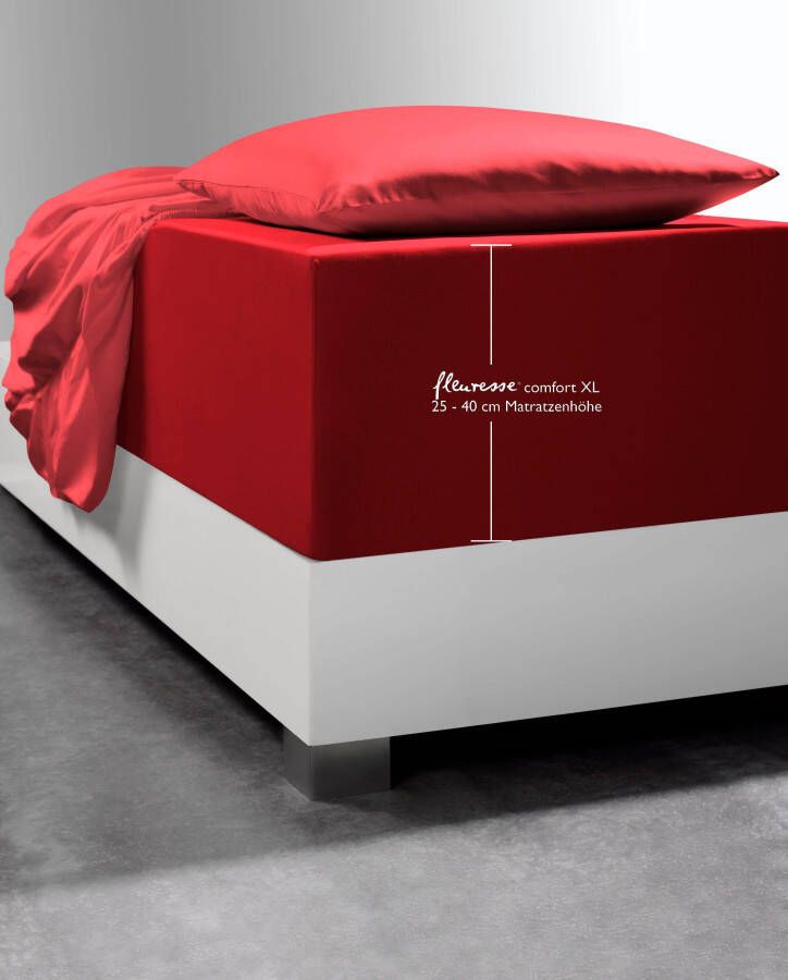 Fleuresse 140 x 190 160 x 220 cm XXL hoeslaken Jersey stretch hoeslaken gemaakt van katoen en elastaan Made in Germany wasbaar op 60 graden geschikt voor matrassen tot 40 cm hoog bordeaux - Foto 2