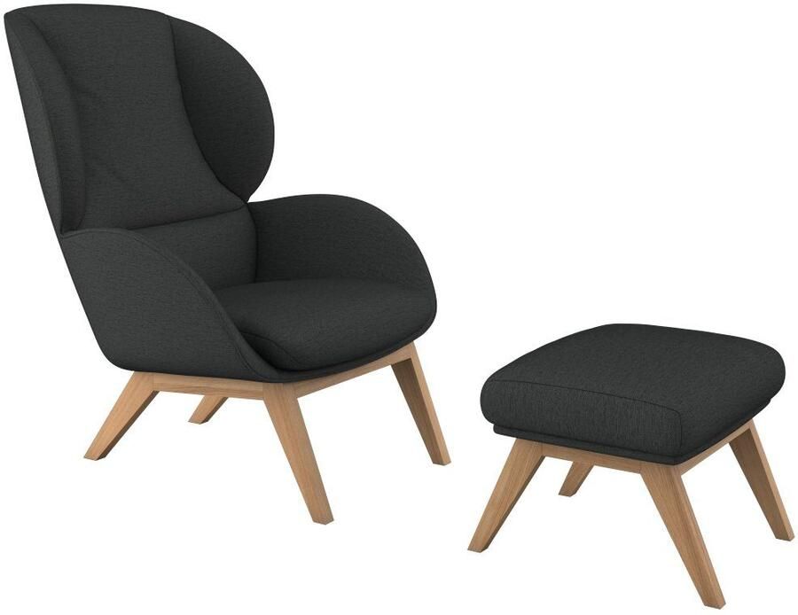 FLEXLUX Oorfauteuil Adria Stijl & comfort organische vorm eikenhouten voet - Foto 9