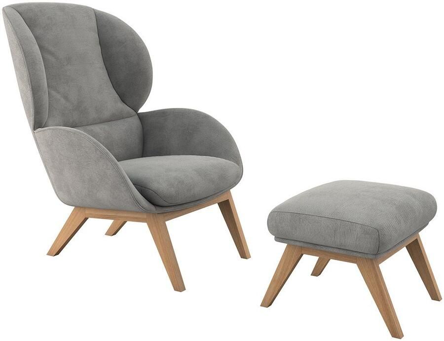 FLEXLUX Hocker Adria Eiken poot voetenbank poef voor oorfauteuil - Foto 2