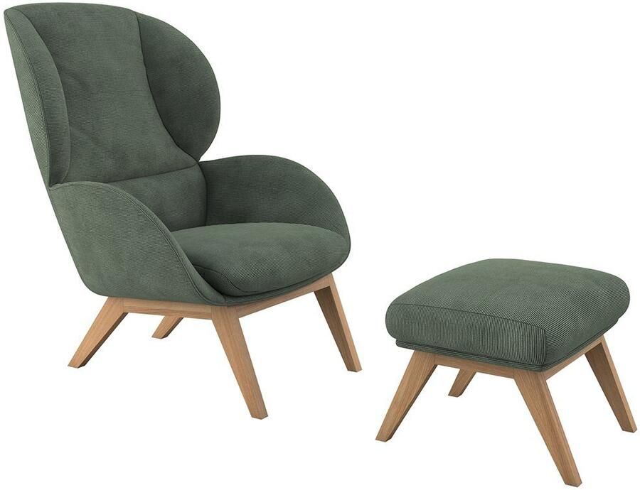 FLEXLUX Hocker Adria Eiken poot voetenbank poef voor oorfauteuil - Foto 2