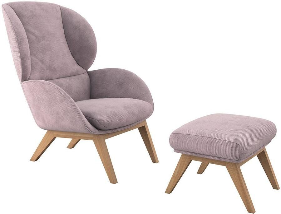 FLEXLUX Hocker Adria Eiken poot voetenbank poef voor oorfauteuil - Foto 2