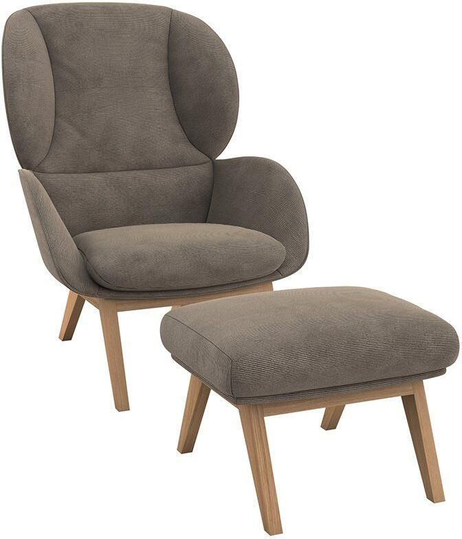 FLEXLUX Hocker Adria Eiken poot voetenbank poef voor oorfauteuil