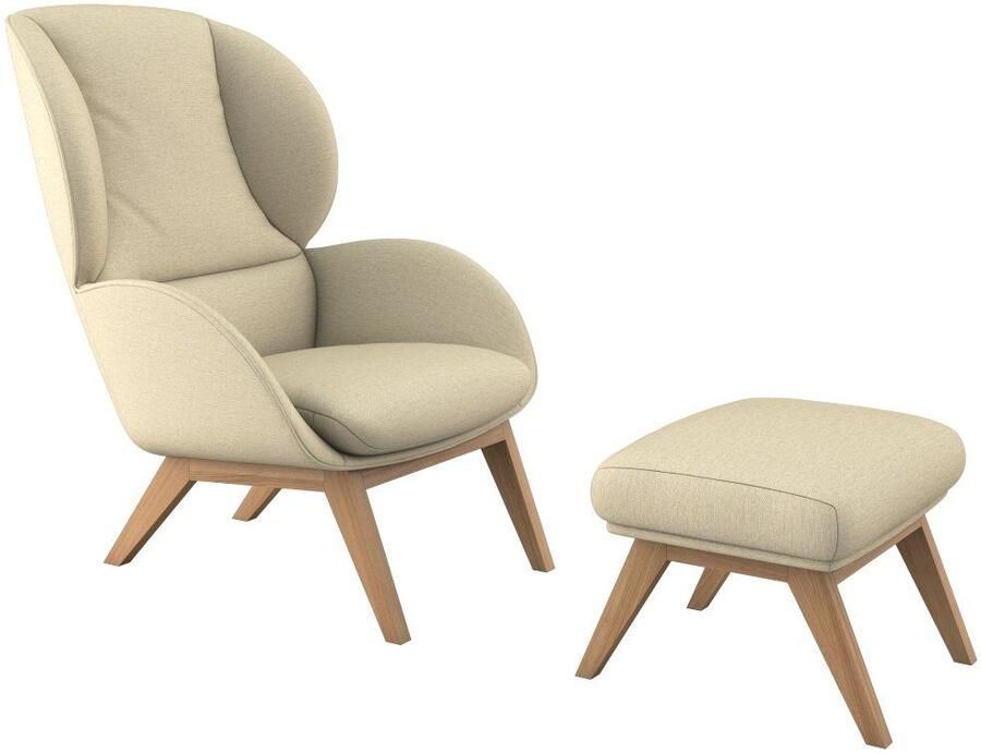 FLEXLUX Hocker Adria Eiken poot voetenbank poef voor oorfauteuil - Foto 2