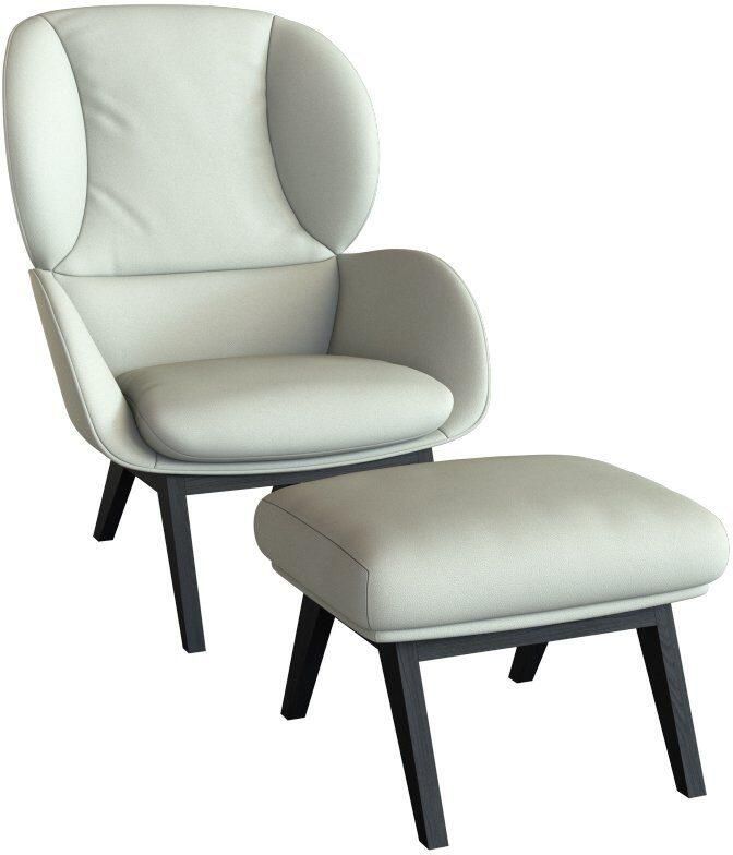 FLEXLUX Oorfauteuil Adria designstoel loungestoel Stijl & comfort organische vorm zwarte houten voet - Foto 5