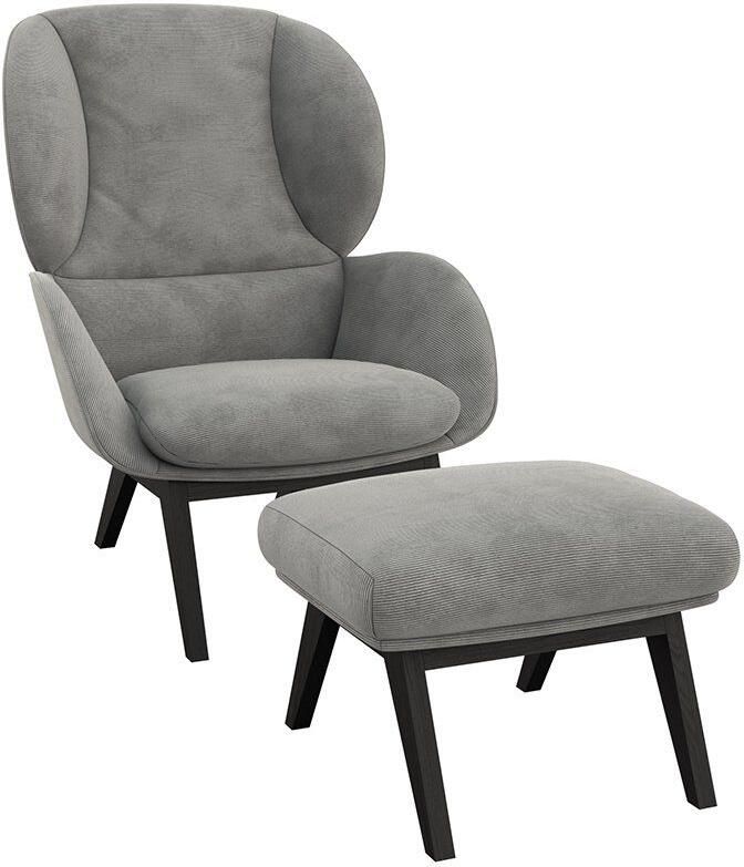 FLEXLUX Oorfauteuil Adria designstoel loungestoel Stijl & comfort organische vorm zwarte houten voet - Foto 6