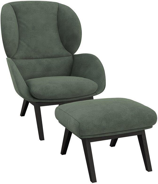 FLEXLUX Oorfauteuil Adria designstoel loungestoel Stijl & comfort organische vorm zwarte houten voet - Foto 6
