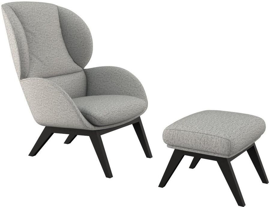 FLEXLUX Oorfauteuil Adria designstoel loungestoel Stijl & comfort organische vorm zwarte houten voet - Foto 3