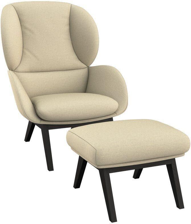FLEXLUX Oorfauteuil Adria designstoel loungestoel Stijl & comfort organische vorm zwarte houten voet - Foto 6