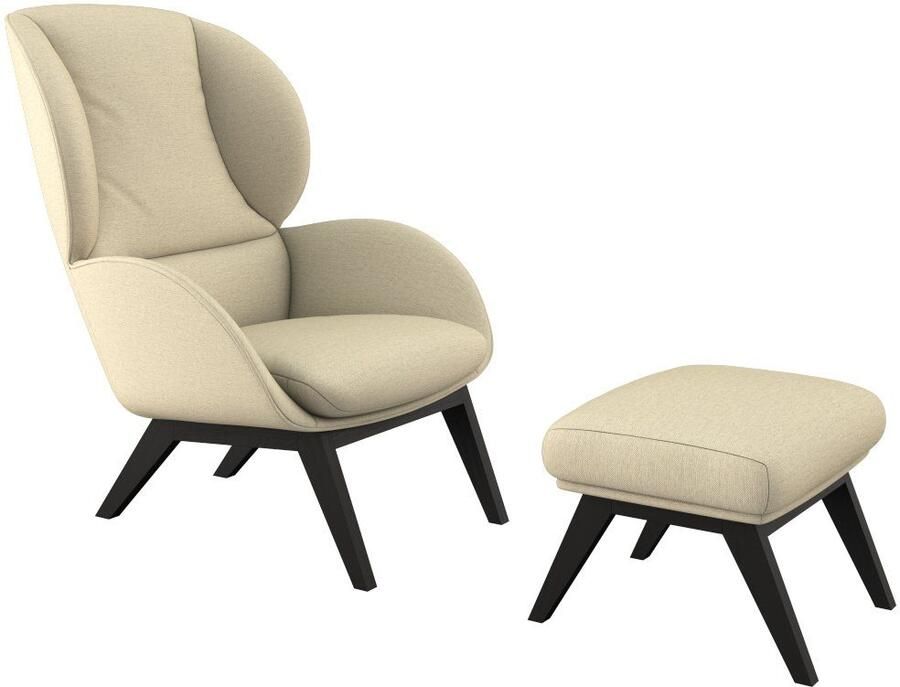 FLEXLUX Oorfauteuil Adria designstoel loungestoel Stijl & comfort organische vorm zwarte houten voet - Foto 3